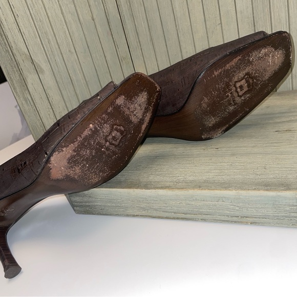 Stuart Weitzman Brown Patterned Open Toe Heels 10.5M - Picture 7 of 12